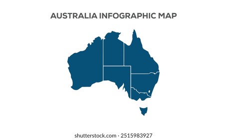 Mapa de Infográfico da Austrália, Mapa da Austrália de resolução muito alta, isolado no fundo branco. Infográfico, Terra plana, Globo ícone do mapa de mundo semelhante. relatório anual, Viajar pelo mundo, mapa silhueta de fundo