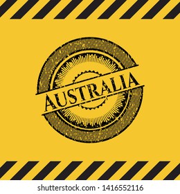 Australia inside warning sign, black grunge emblem. Vector Illustration. Detailed.