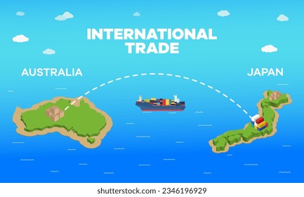Australia and Japan international trade relation. Vector illustration design
