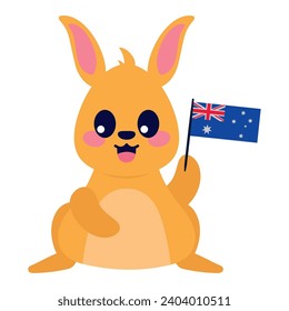 australia kangaroo with flag illustration isolated