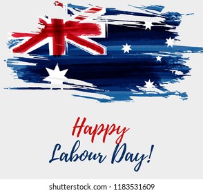 Australia Labour Day Holiday. Abstract Watercolor Grunge Brushed Australia Flag.