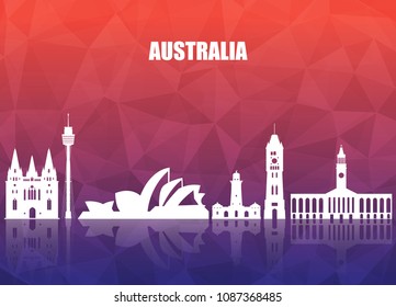 Australia Landmark Global Travel And Journey paper background. Vector Design Template.used for your advertisement, book, banner, template, travel business or presentation