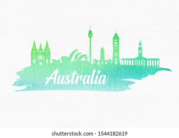 Australia Landmark Global Travel And Journey paper background. Vector Design Template.used for your advertisement, book, banner, template, travel business or presentation.