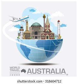 Australia Landmark Global Travel And Journey Infographic Vector Design Template