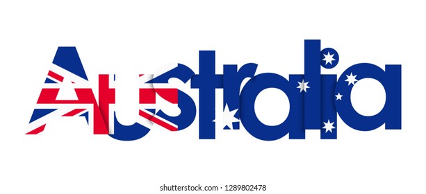 Australia lettering on white background