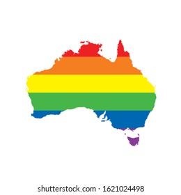 Australia LGBTQ Gay Pride Flag Map