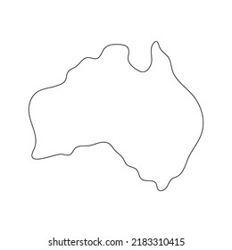 Australia line continent. Australia linear map. Vector isolated on white.