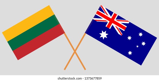 Australia and Lithuania. The Australian and Lithuanian flags. Official colors. Correct proportion. Vector illustration
