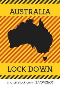 Australia Lock Down Sign. Yellow country pandemic danger icon. Vector illustration.