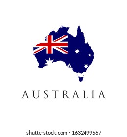australia logo design vector illustration. australia flag with map shape  
