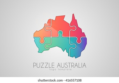 Australia logo. Puzzle Australia. Creative logo. Creative Australia. Color Australia