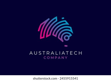 Logotipo de Australia, logotipo de Australia con estilo de tecnología, utilizable para la tecnología y logotipos de la empresa