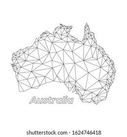 Australia low poly connected triangle geometric line pattern map vector illustration