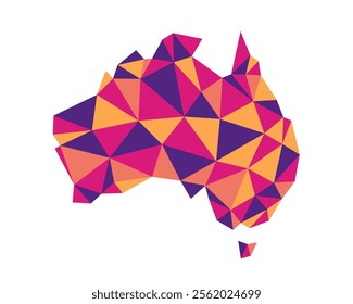 Australia low poly style map. Geometric map simple abstract tech style.