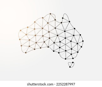 Australia low poly symbol with connected dots. Australia map design vector illustration. Continent silhouette polygonal wireframe illustration