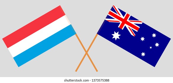 Australia and Luxembourg. The Australian and Luxembourgish flags. Official colors. Correct proportion. Vector illustration
