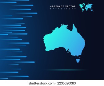 Australia map with abstract blue background technology.