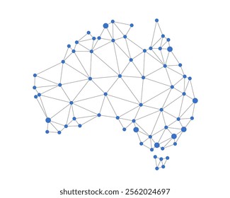 Australia map. Abstract geometric map - connection mesh lines.