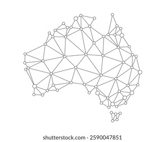 Australia map. Abstract geometric map - connection mesh lines.