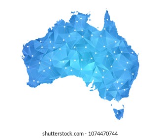 Australia Map - Abstract geometric rumpled triangular low poly style gradient graphic on white background , line dots polygonal design for your . Vector illustration eps 10