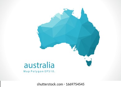 australia Map Abstract geometric rumpled triangular low poly style gradient graphic on white background