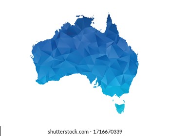 Australische Karte - Abstrakte geometrisch geplünderte dreieckige Low-Poly-Farbverlauf-Grafik auf weißem Hintergrund , polygonal Design für Ihre . Vektorillustration, Abbildung eps10.
