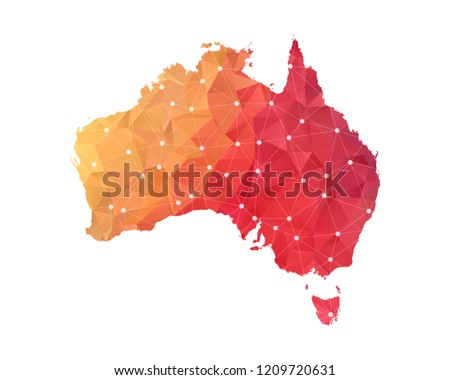 Australia Map - Abstract geometric rumpled triangular low poly style gradient graphic on white background , line dots polygonal design for your . Vector illustration eps 10.