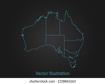 Australia map - Abstract mash line and point scales on dark background with Australia. flat design style, clean and modern. Vector Illustration eps10