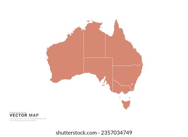 Australia Map - abstract style orange isolated on white background for design vector.