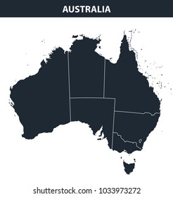 Australia map with administrative devision on regions