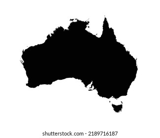 Australia Map. Australian Country Map. Aussie Black and White National Outline Boundary Border Shape Geography Territory EPS Vector Illustration Clipart