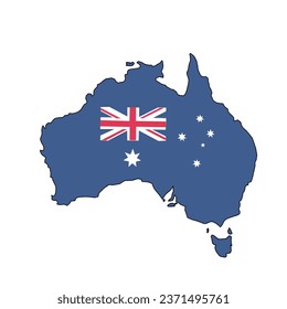 Australia map and Australian flag together. color image