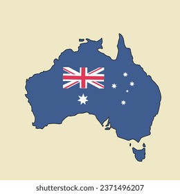 Mapa de Australia y bandera australiana juntos. imagen de color