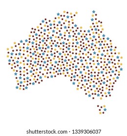 Australia map background with blue, yellow and red stars of different sizes vector illustration eps
