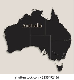 Australia map Black blackboard separate states individual vector