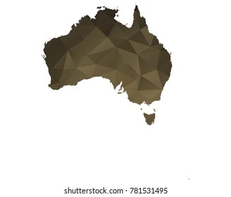 australia map - Black, gold, geometric rumpled low poly style gradient graphic background, polygonal design for your. Vector illustration eps 10.