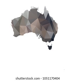 australia map - Black, grey, geometric rumpled low poly style gradient graphic background, polygonal design for your. Vector illustration eps 10.