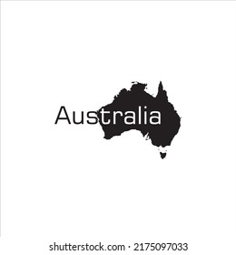 Australia map and black lettering design on white background