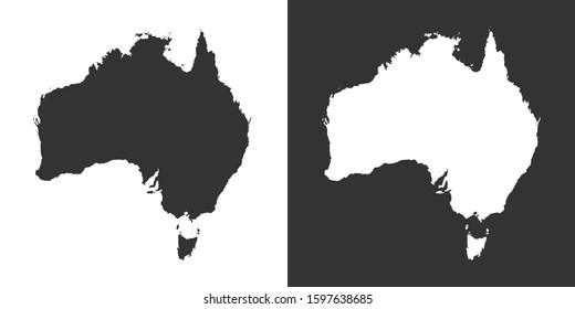 Australia Map With Black and White Color Vector
