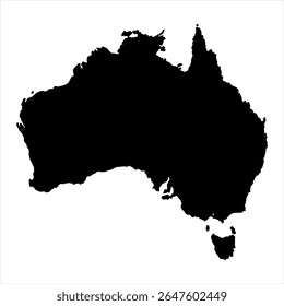 Australia Map - black World Map International vector template with High detailed isolated on white background - Vector
