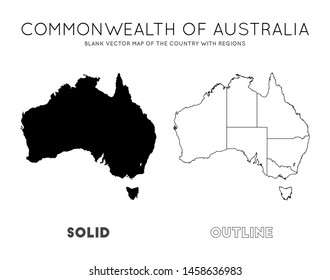 Australia map. Blank vector map of the Country with regions. Borders of Australia for your infographic. Vector illustration.