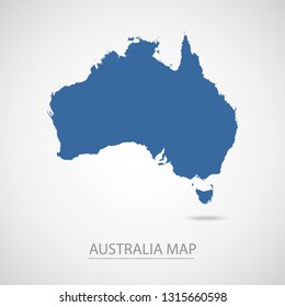 Australia map. Blue Australia map and Country name . Vector map on gray background. Map of Oceania
. Eps10.