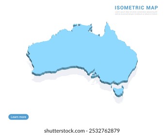 Australia map blue on white background with isometric vector.