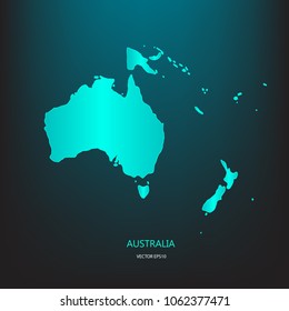 Australia Map - Blue shining texture color map on blue gradient background design, vector illustration eps 10.