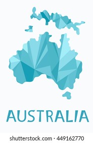Australia map of blue triangles.Creative concept.Travel.Polygonal style.