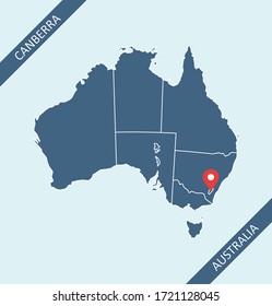 Australia map with capital Canberra