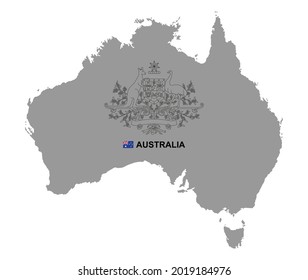 Mapa de Australia con escudo de armas. aislado en fondo blanco