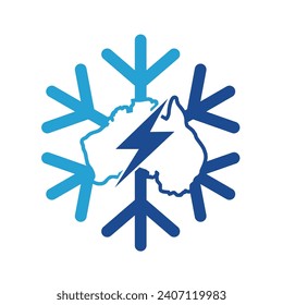 Australia map with cold icon, suitable for cooling industries Logo.