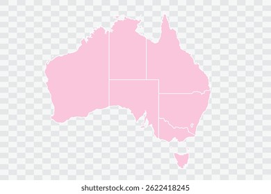 Australia Map Color on White no demarcation line Background  Png