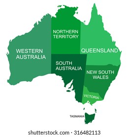 AUSTRALIA MAP COLOR WITH REGIONS 